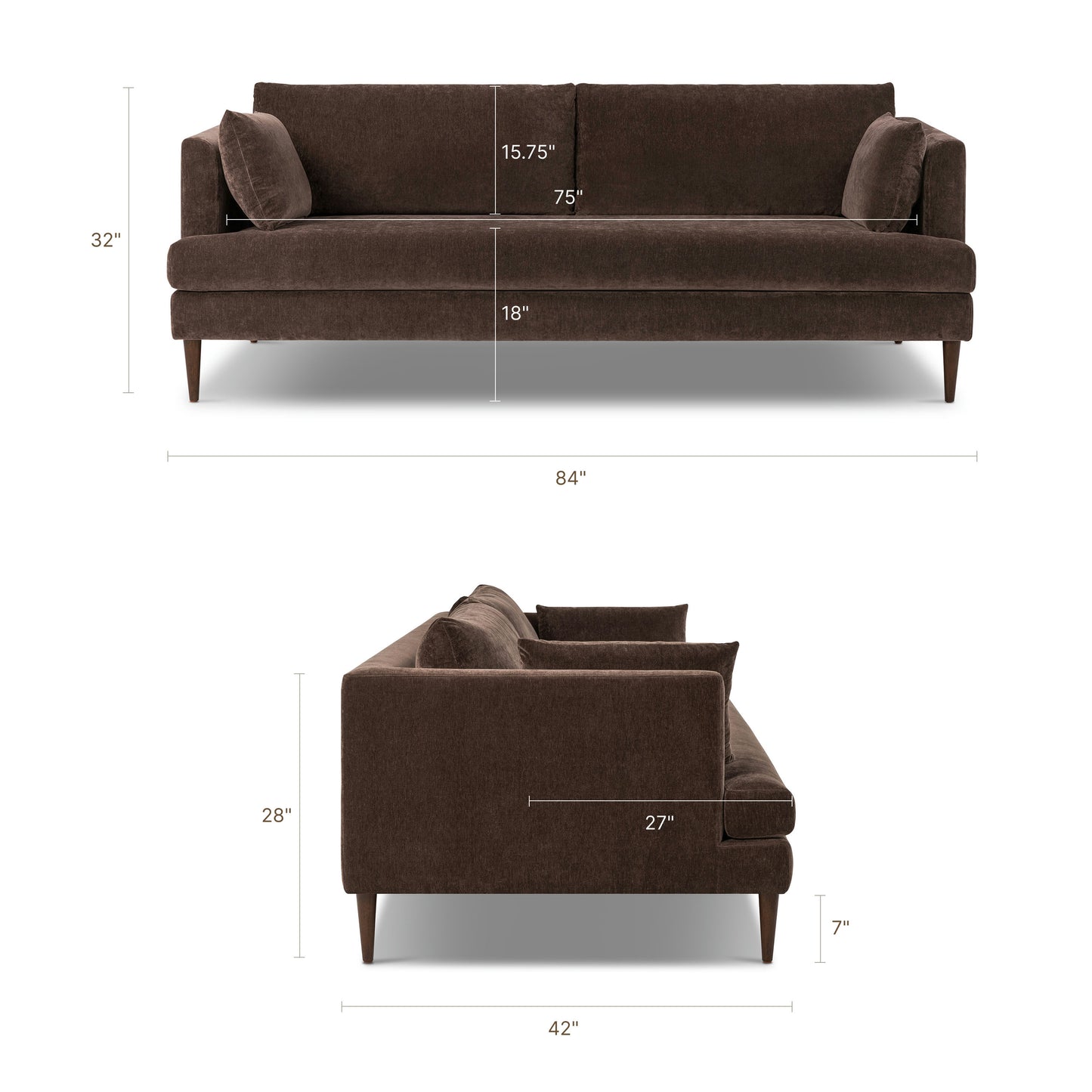 Lucerne 82" Sofa | Sable Brown