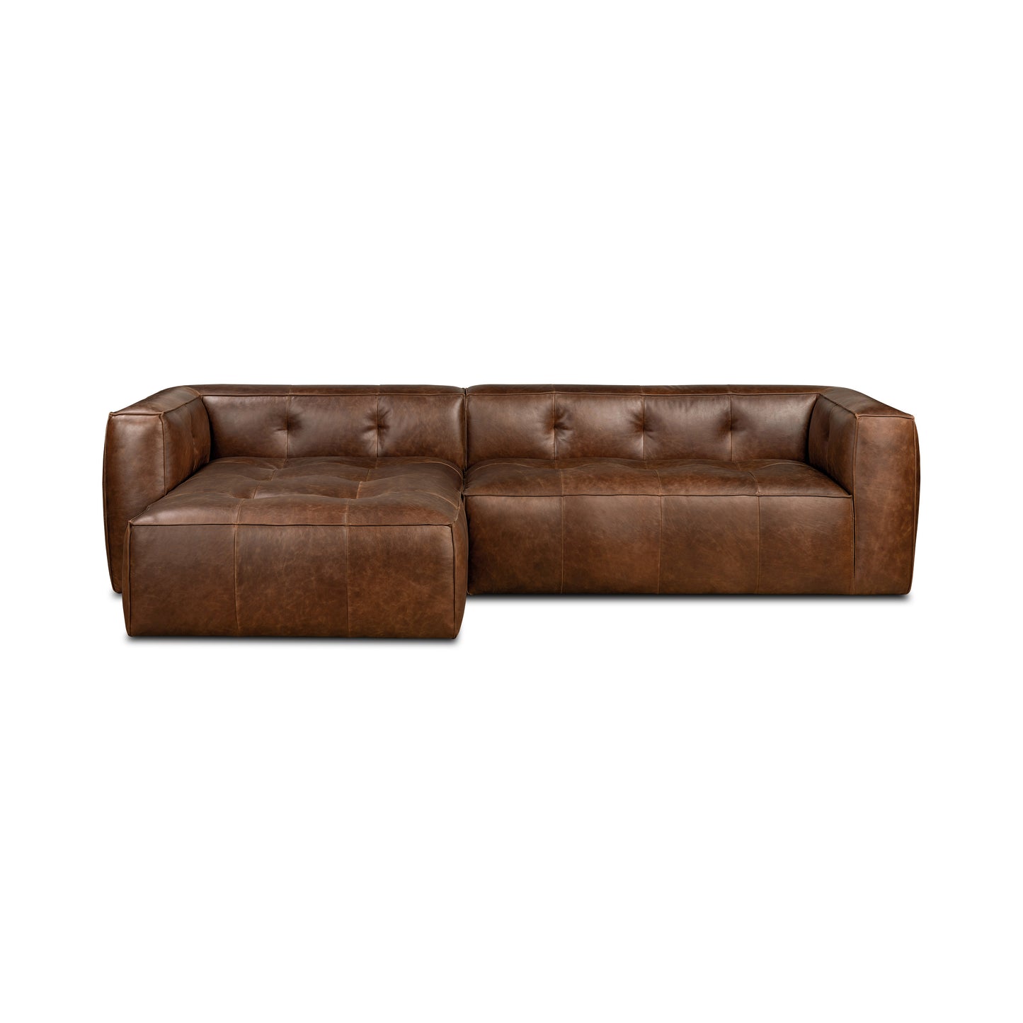 Capa 116" Leather Left-Facing Sectional | Chocolate Brown