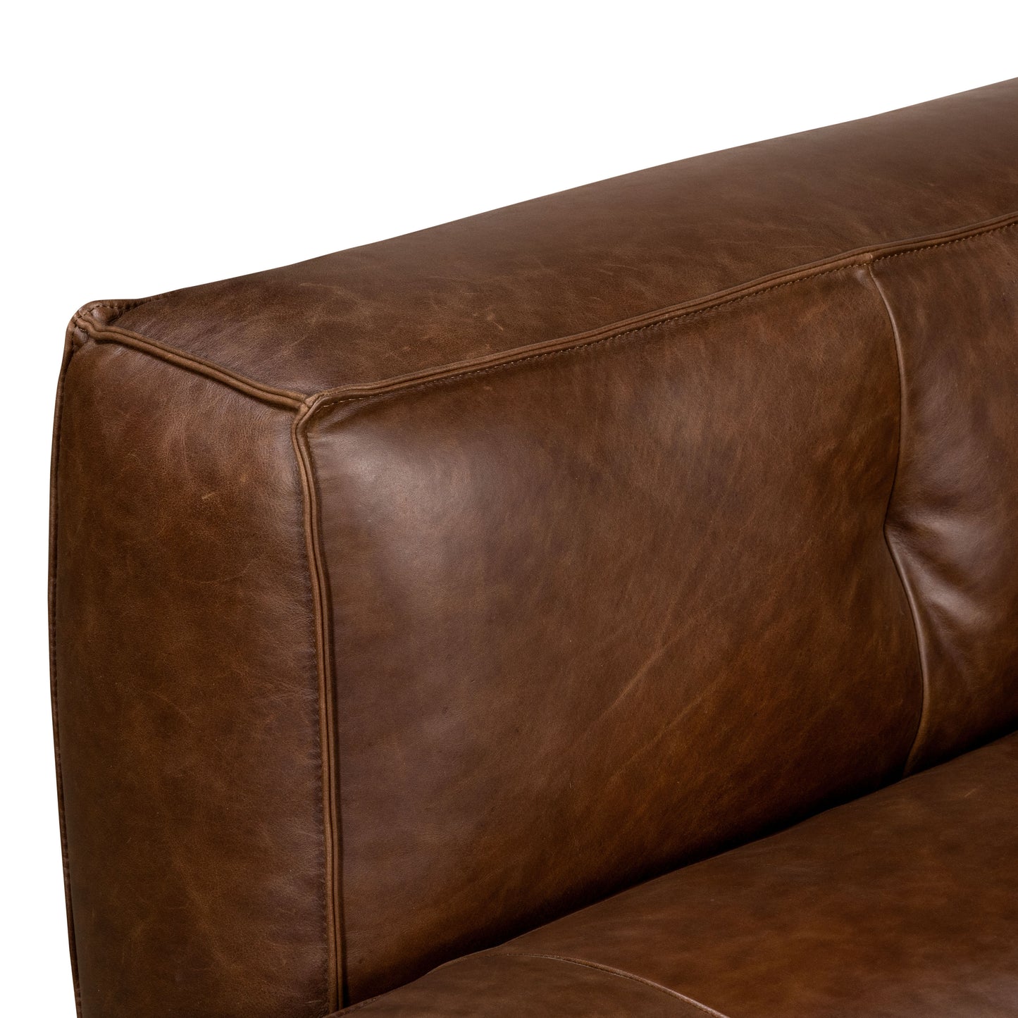 Capa 116" Leather Left-Facing Sectional | Chocolate Brown