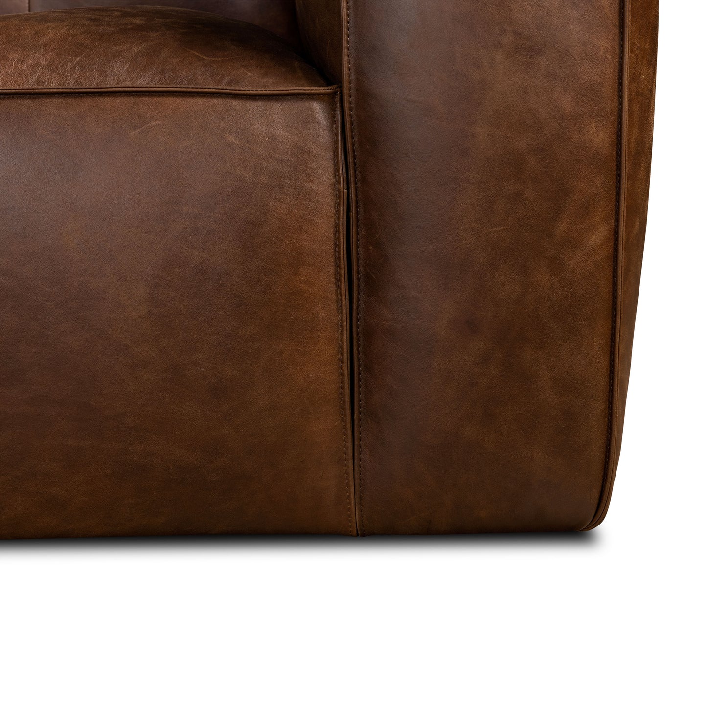 Capa 116" Leather Left-Facing Sectional | Chocolate Brown