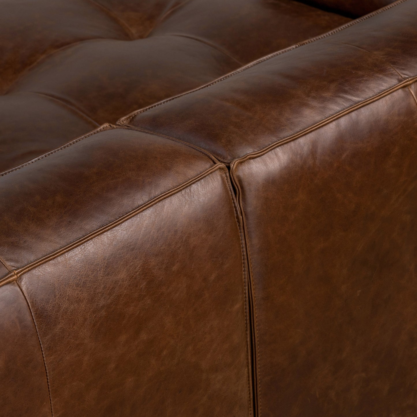 Capa 116" Leather Left-Facing Sectional | Chocolate Brown
