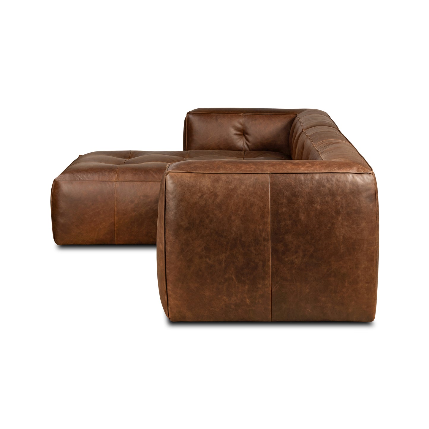 Capa 116" Leather Left-Facing Sectional | Chocolate Brown