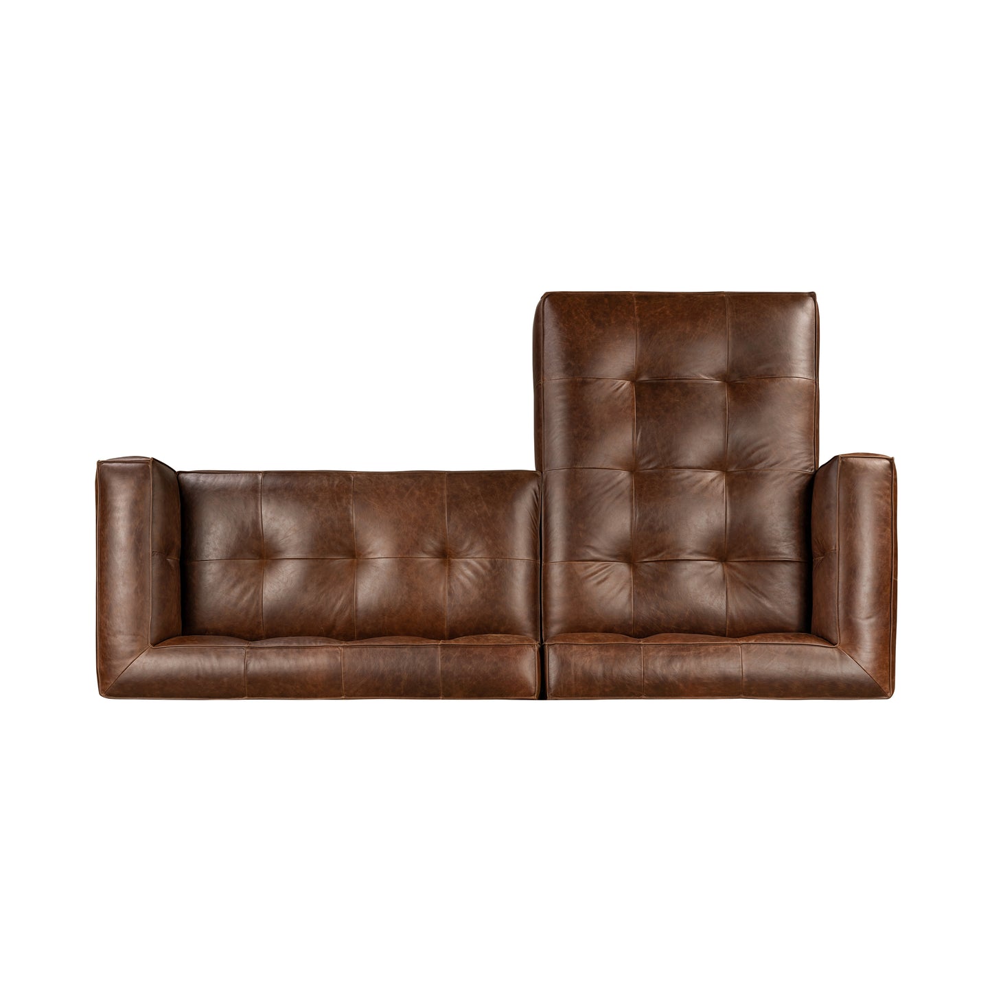 Capa 116" Leather Left-Facing Sectional | Chocolate Brown