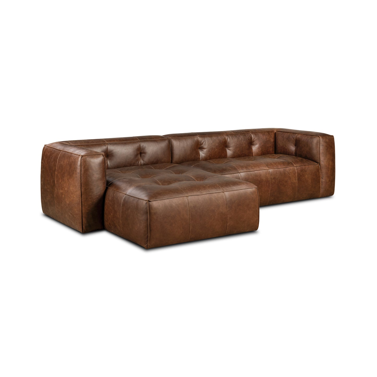 Capa 116" Leather Left-Facing Sectional | Chocolate Brown