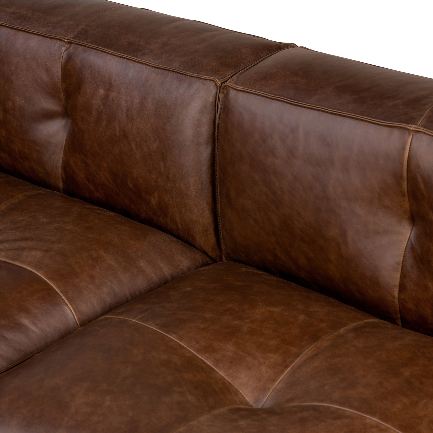 Capa 116" Leather Left-Facing Sectional | Chocolate Brown