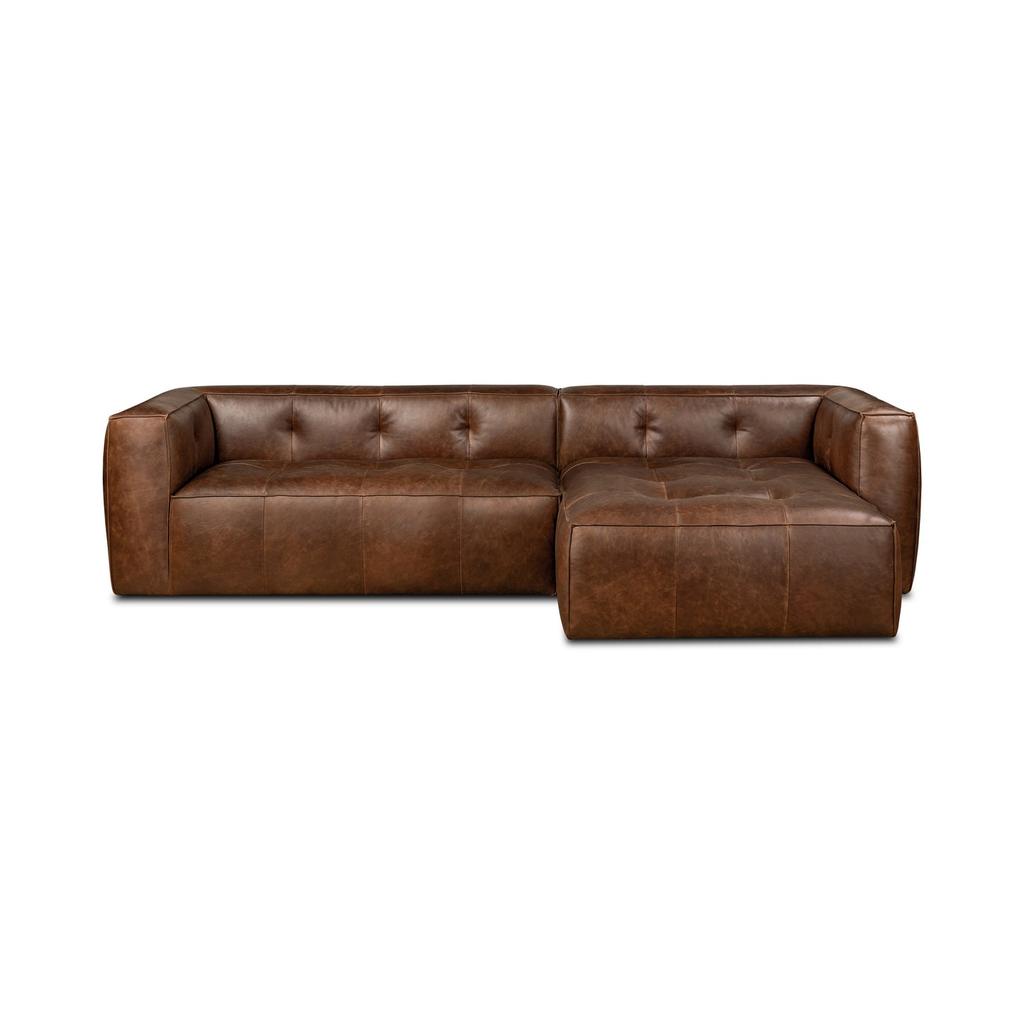 Capa 116" Leather Right-Facing Sectional | Chocolate Brown