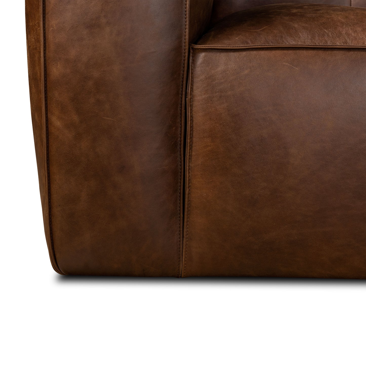 Capa 116" Leather Right-Facing Sectional | Chocolate Brown