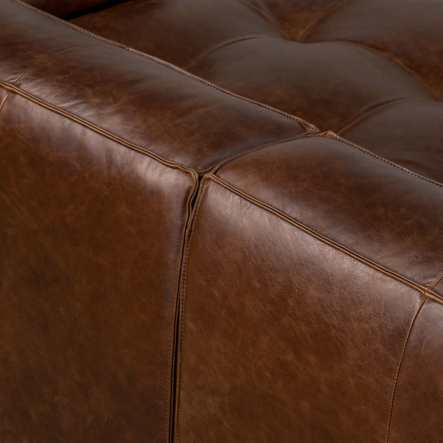 Capa 116" Leather Right-Facing Sectional | Chocolate Brown