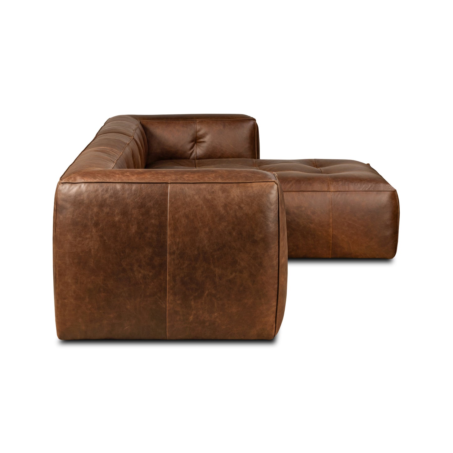 Capa 116" Leather Right-Facing Sectional | Chocolate Brown
