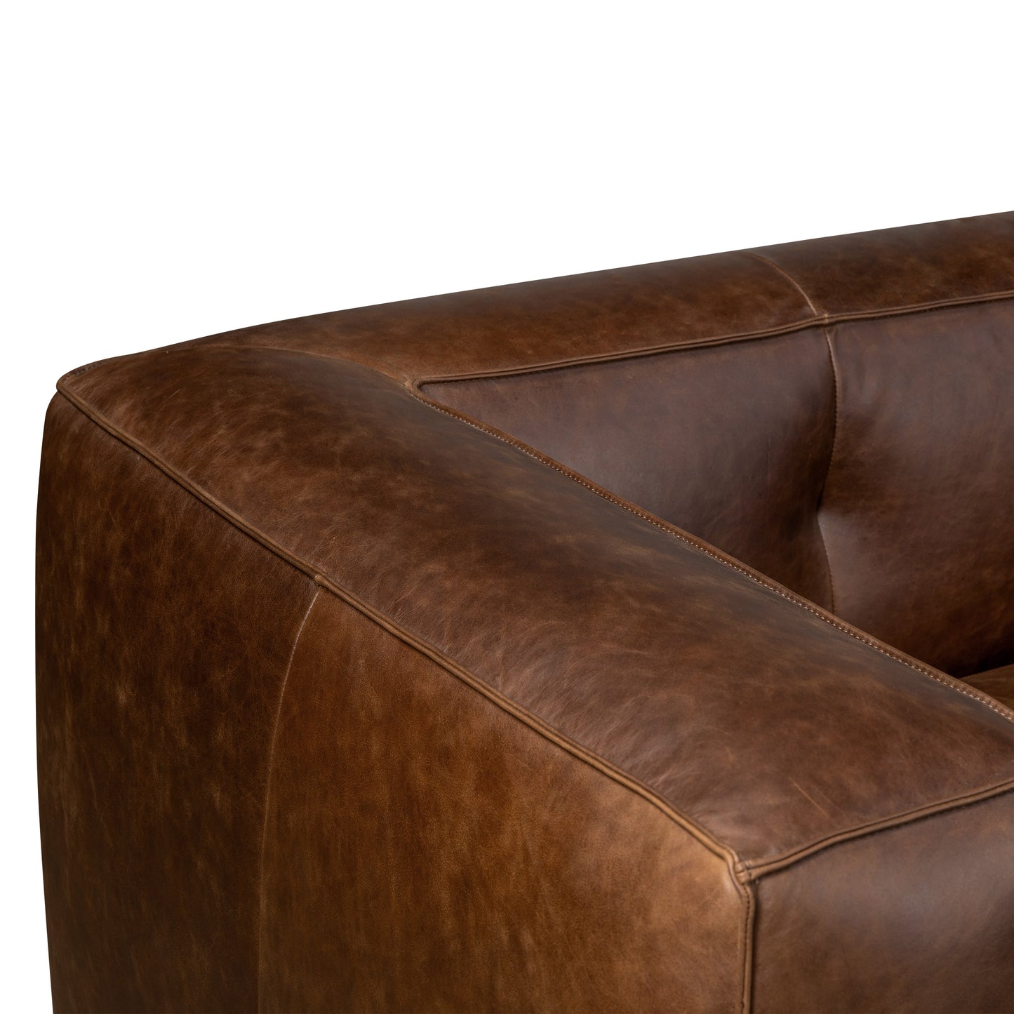 Capa 116" Leather Right-Facing Sectional | Chocolate Brown