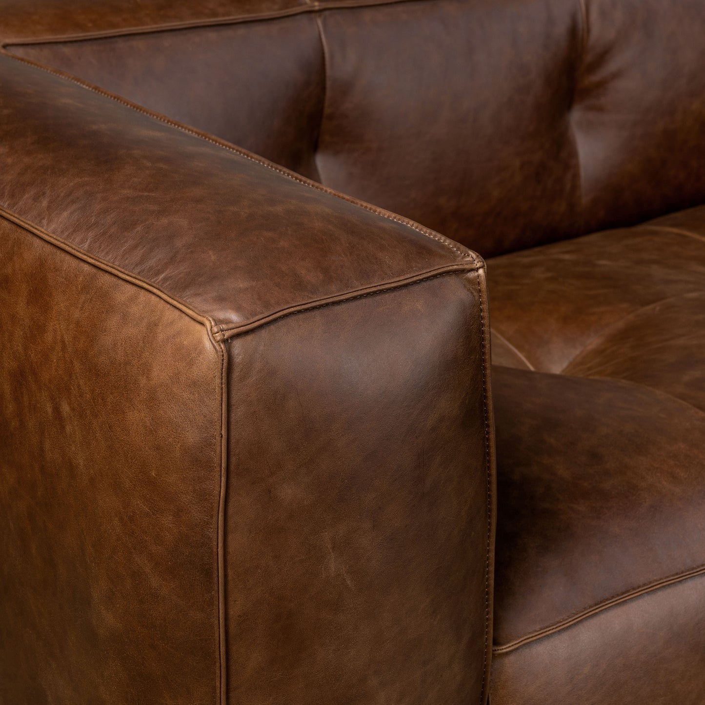 Capa 116" Leather Right-Facing Sectional | Chocolate Brown