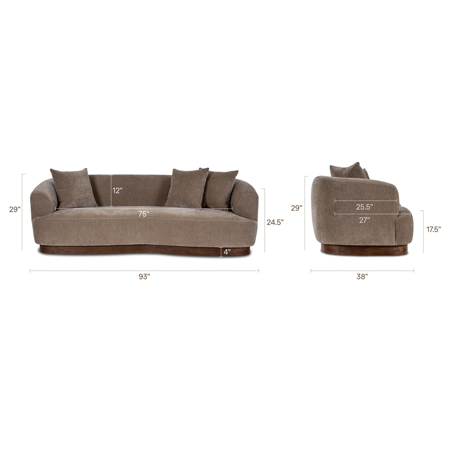 Bara 93" Sofa | Fawn Brown
