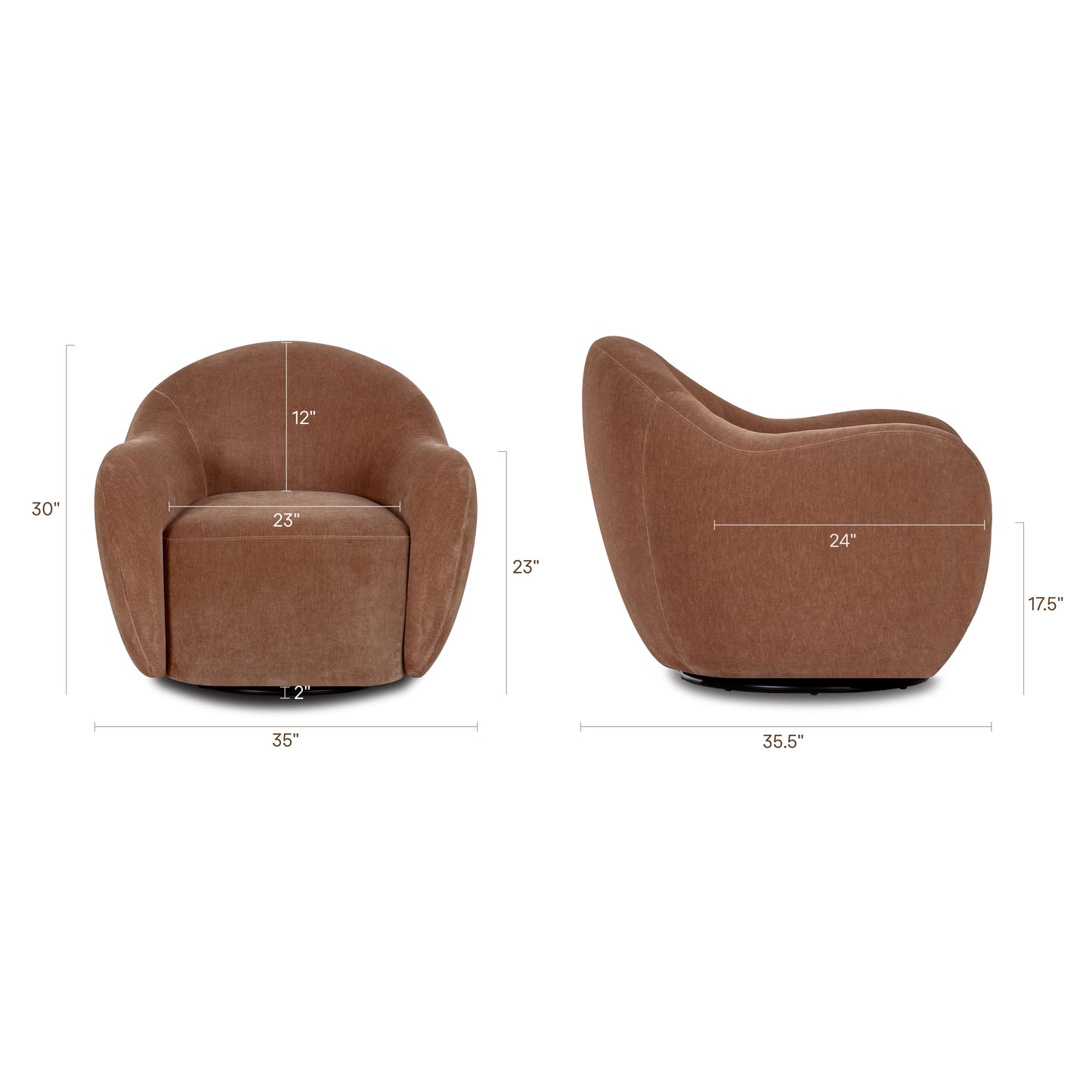Hale Swivel Lounge Chair | Hearth Brown