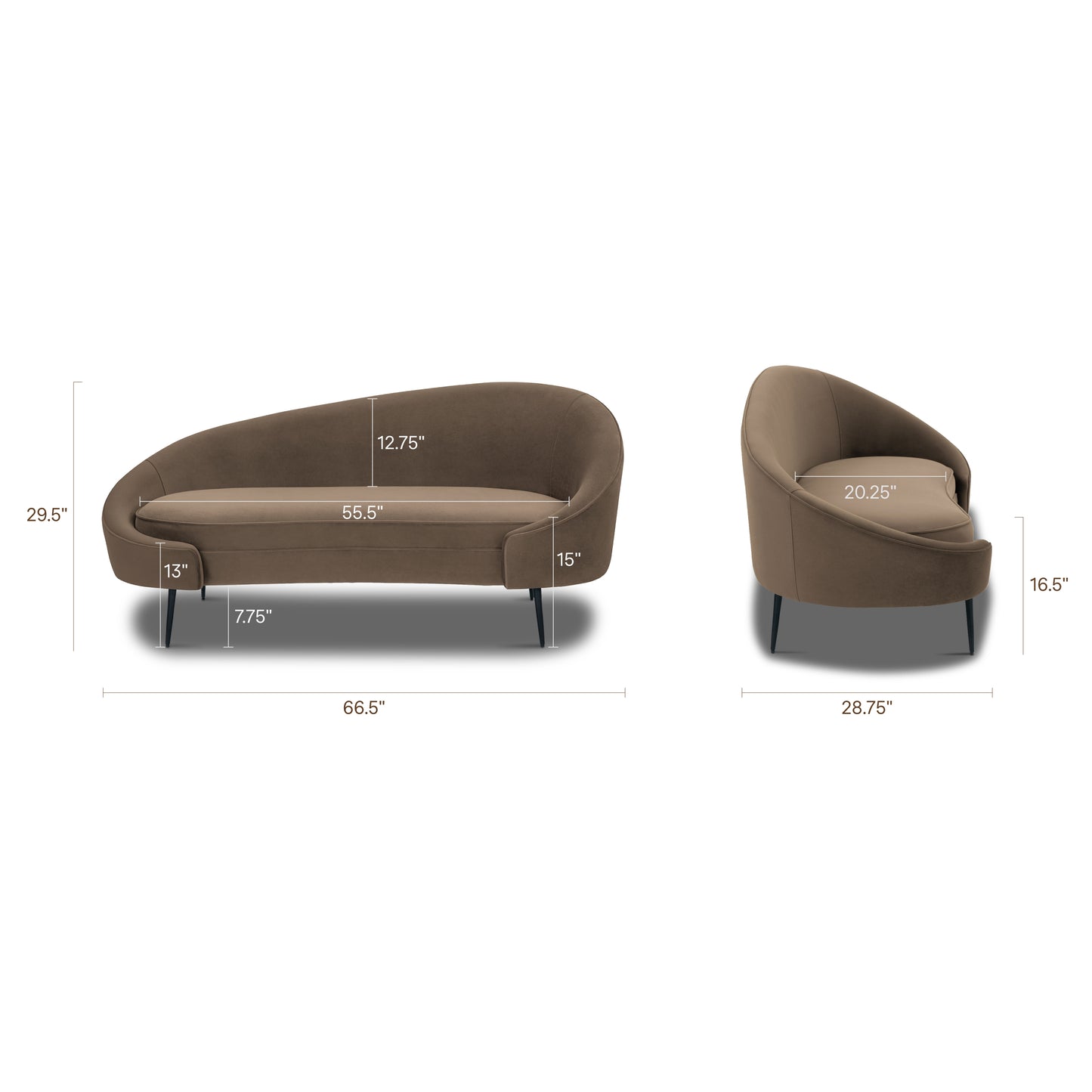Mona 66.5" Apartment Sofa | Serene Brown
