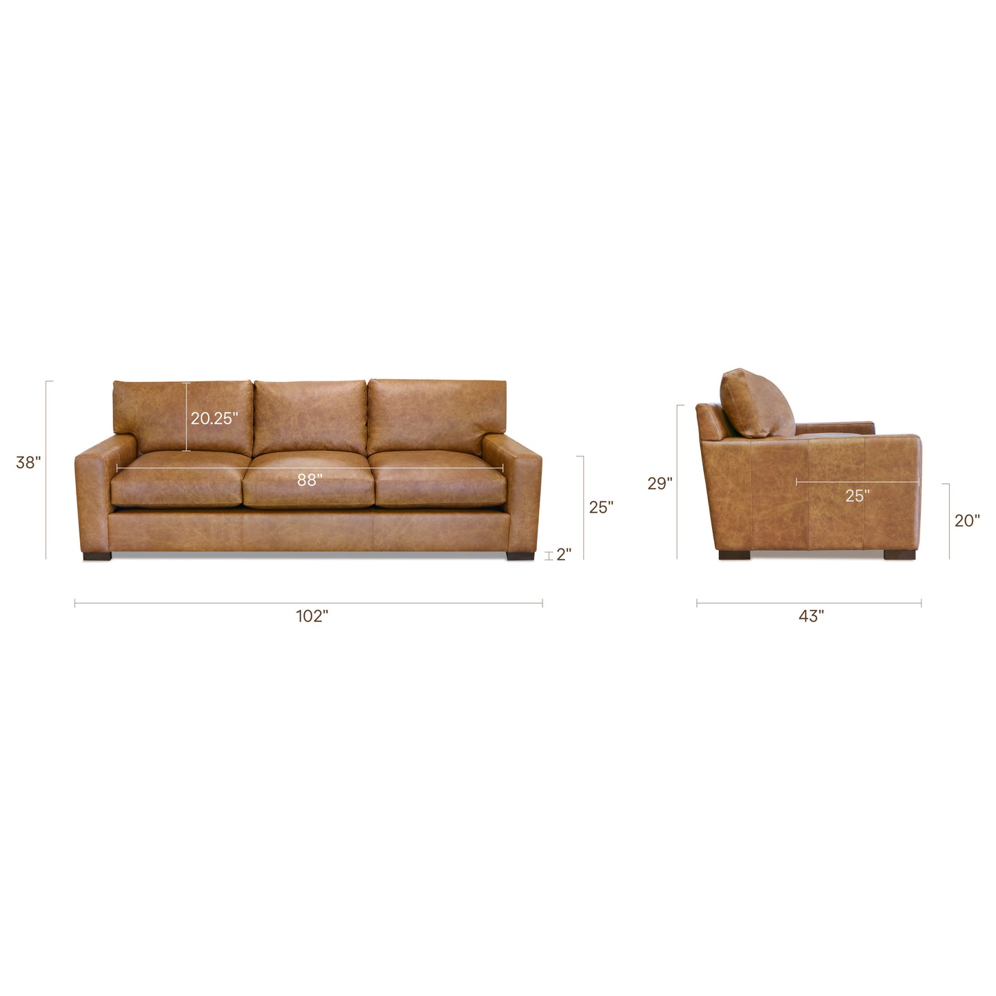 Briar 102" Leather Sofa | Canyon Tan