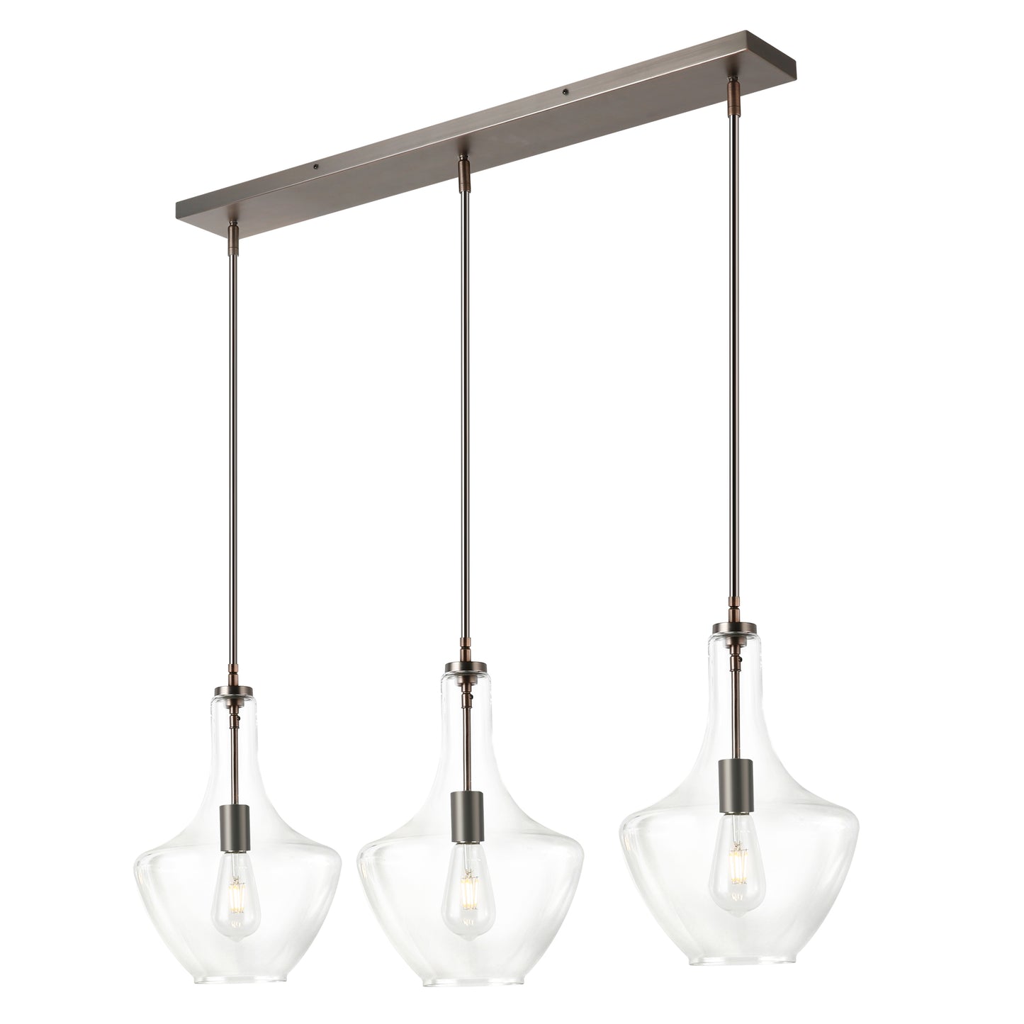 Modena 3-Light Island Light | Modern Bronze/Clear
