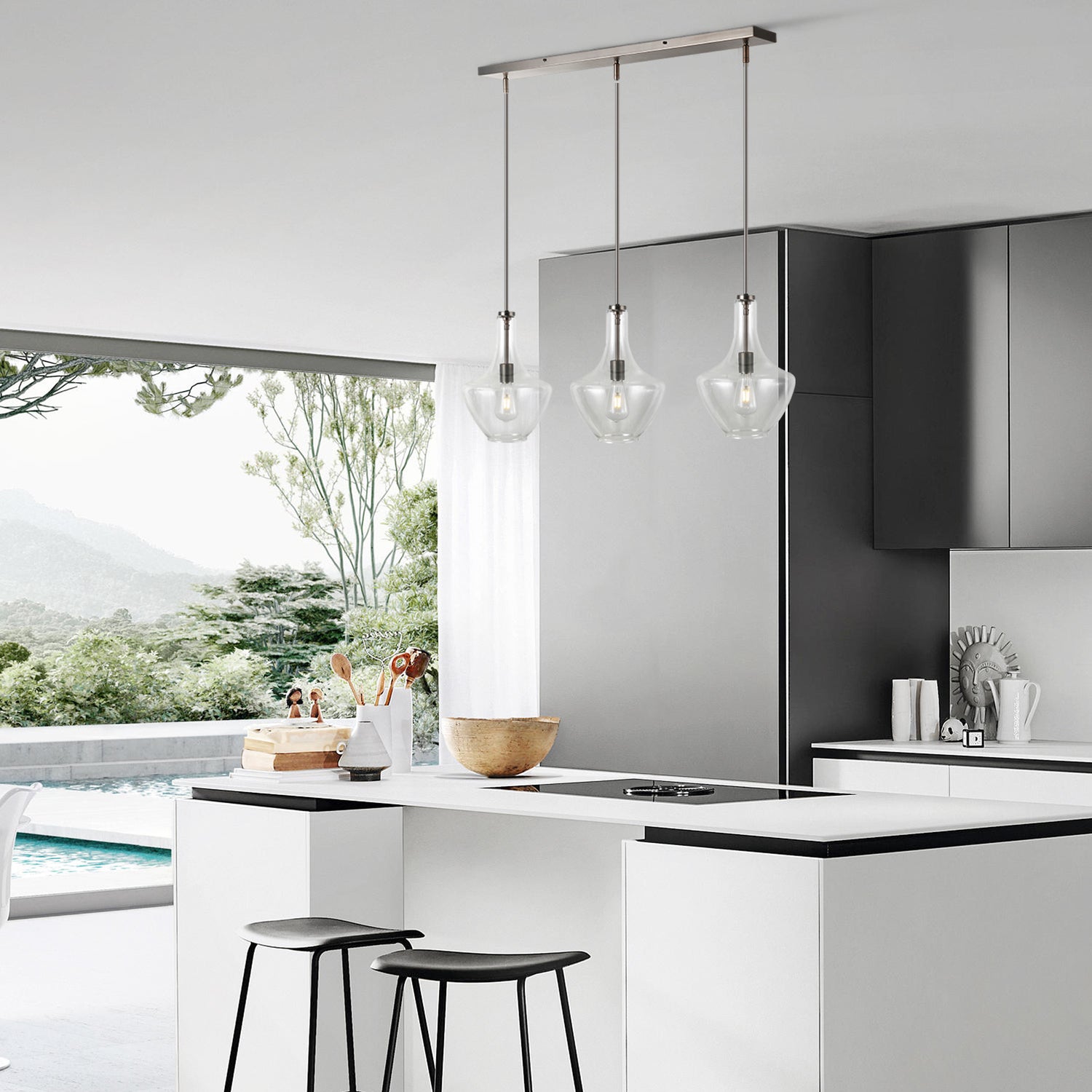 Modena 3-Light Island Light | Modern Bronze/Clear 