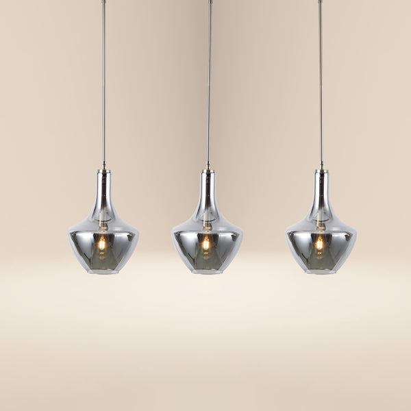 Modena 3-Light Island Light | Satin Nickel/Smokey