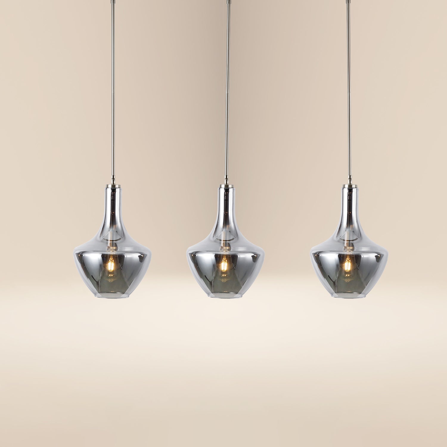 Modena 3-Light Island Light | Satin Nickel/Smokey 