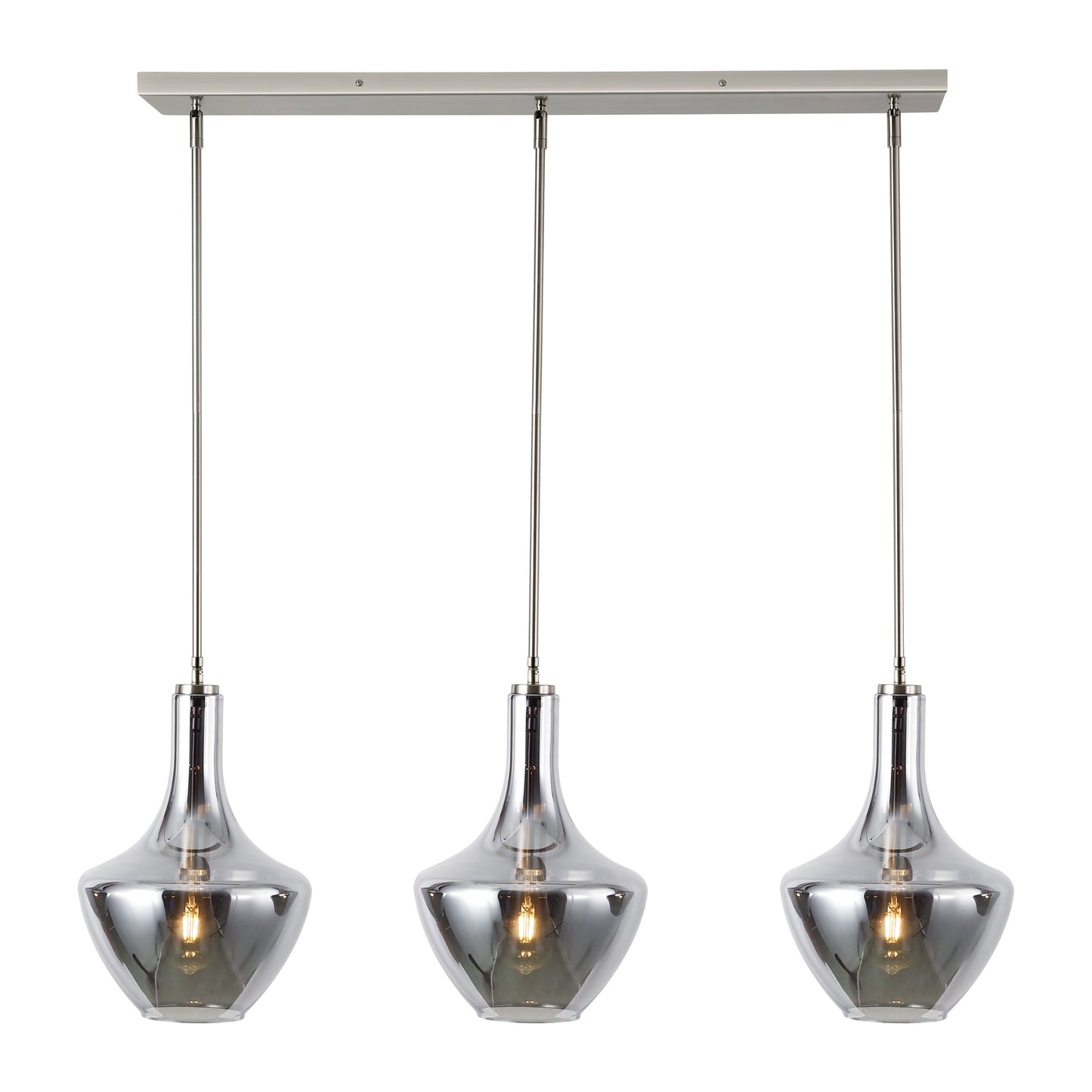 Modena 3-Light Island Light | Satin Nickel/Smokey