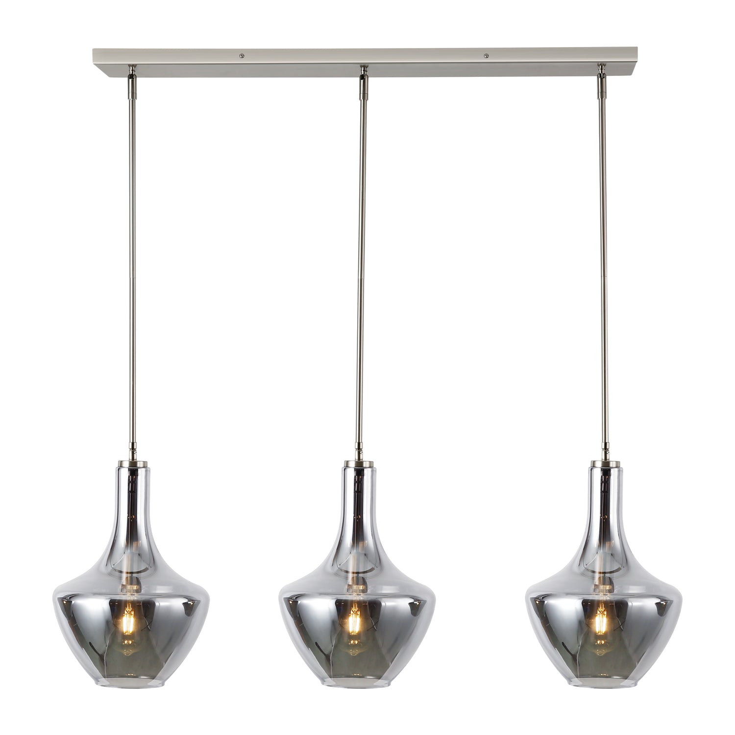 Modena 3-Light Island Light | Satin Nickel/Smokey 