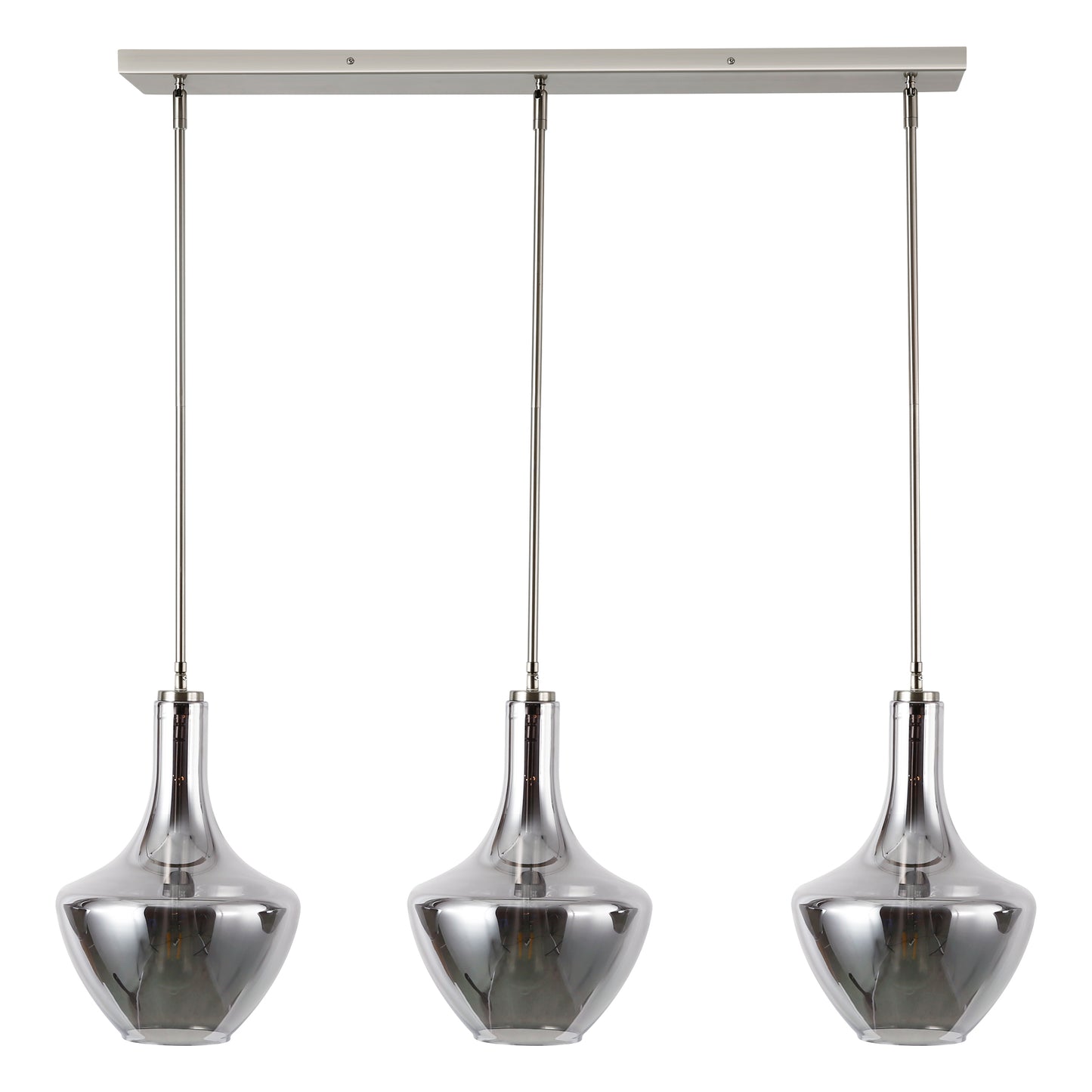 Modena 3-Light Island Light | Satin Nickel/Smokey