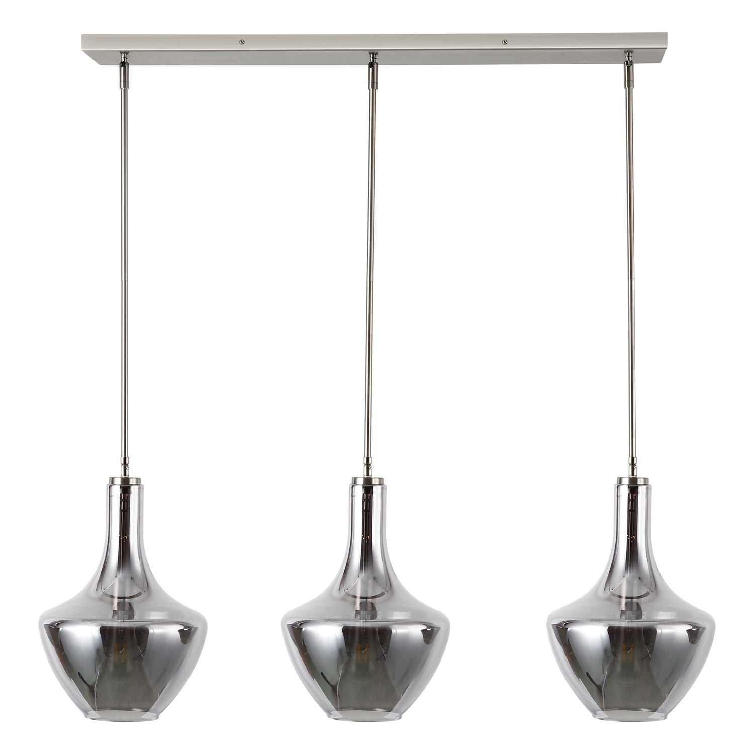 Modena 3-Light Island Light | Satin Nickel/Smokey 