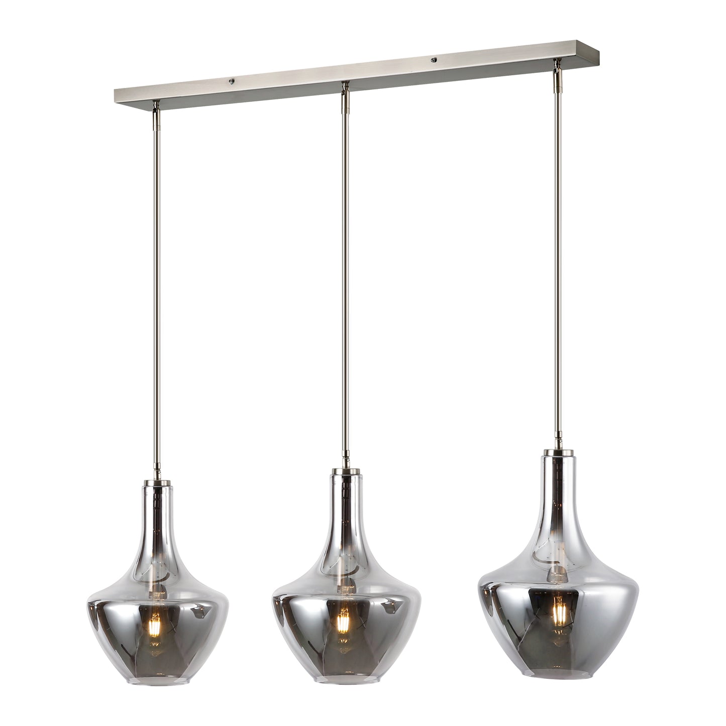 Modena 3-Light Island Light | Satin Nickel/Smokey