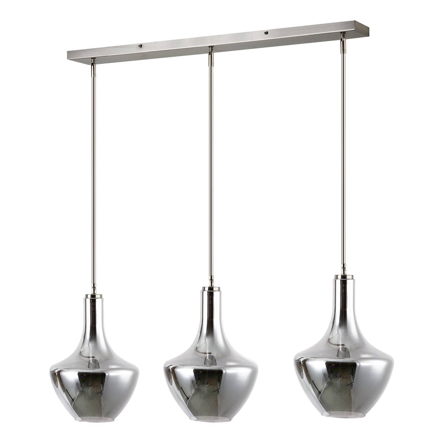 Modena 3-Light Island Light | Satin Nickel/Smokey
