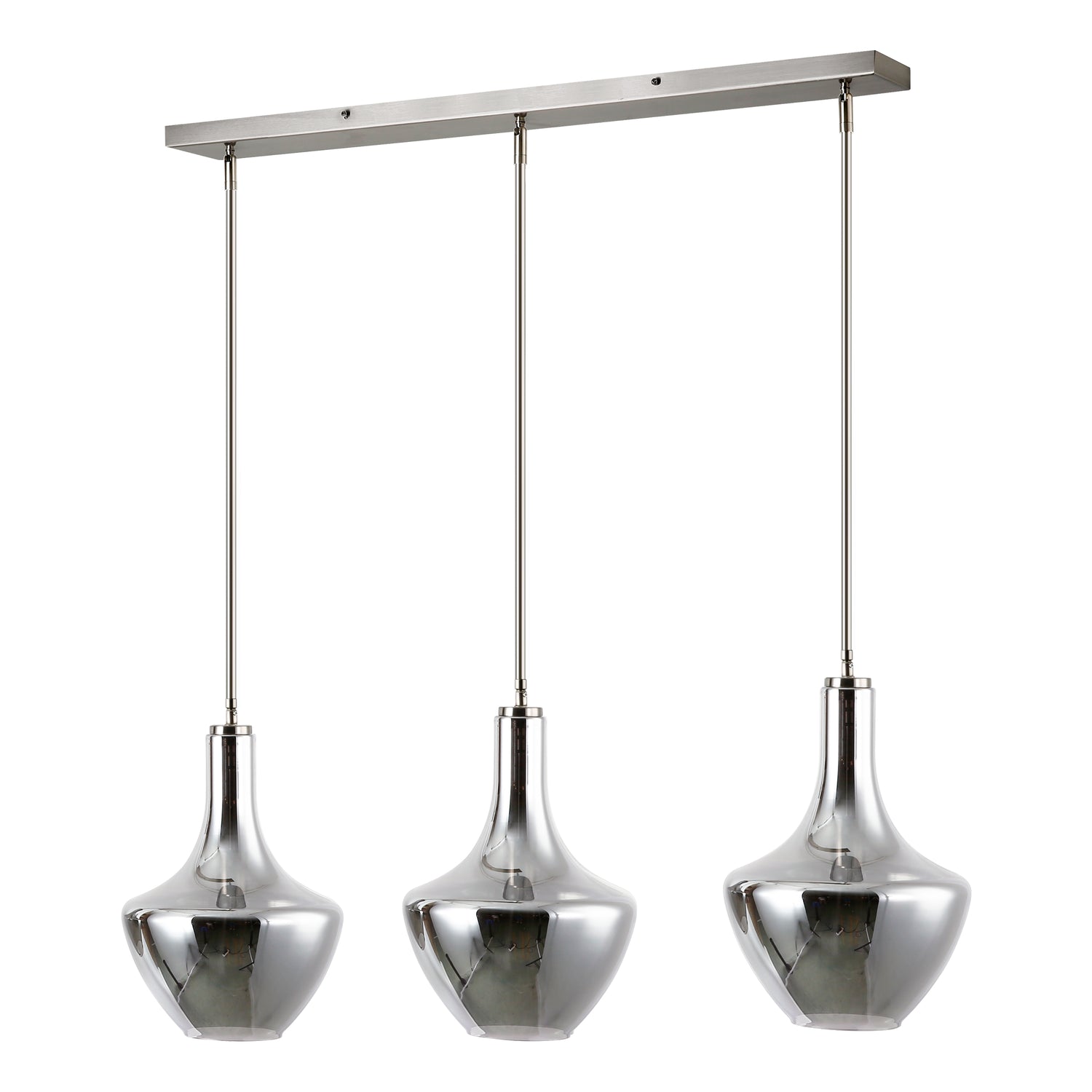 Modena 3-Light Island Light | Satin Nickel/Smokey 