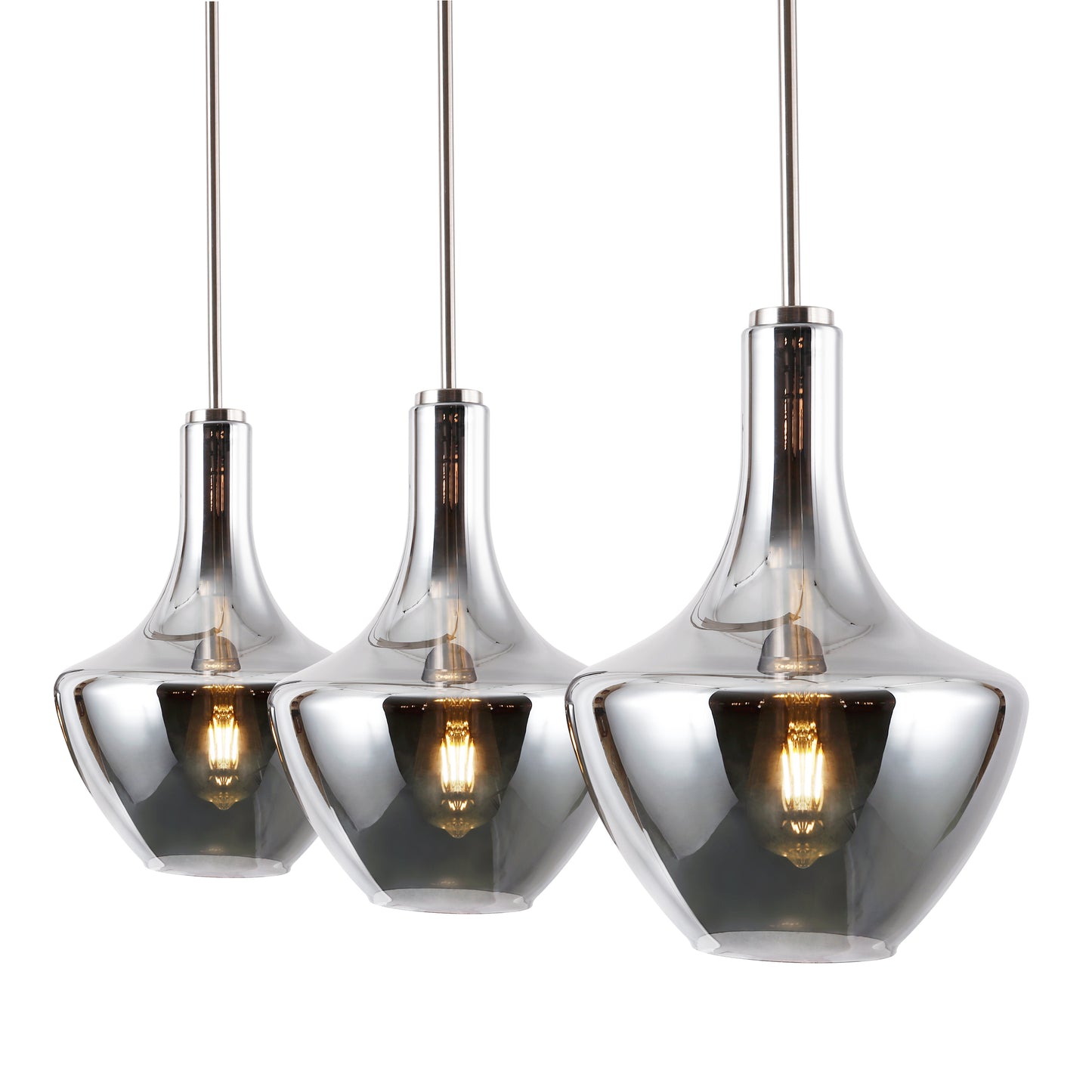 Modena 3-Light Island Light | Satin Nickel/Smokey