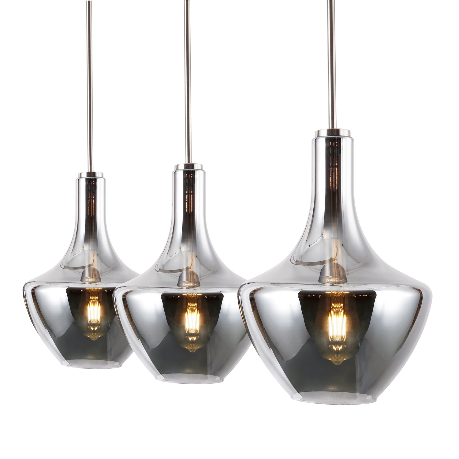Modena 3-Light Island Light | Satin Nickel/Smokey 