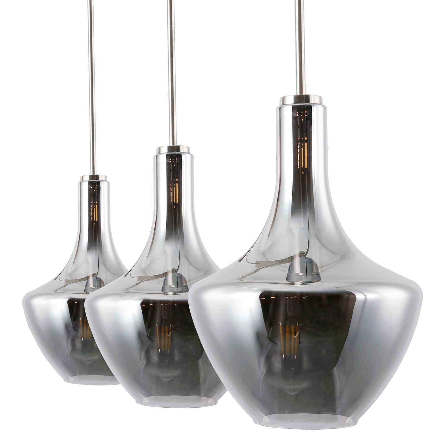 Modena 3-Light Island Light | Satin Nickel/Smokey