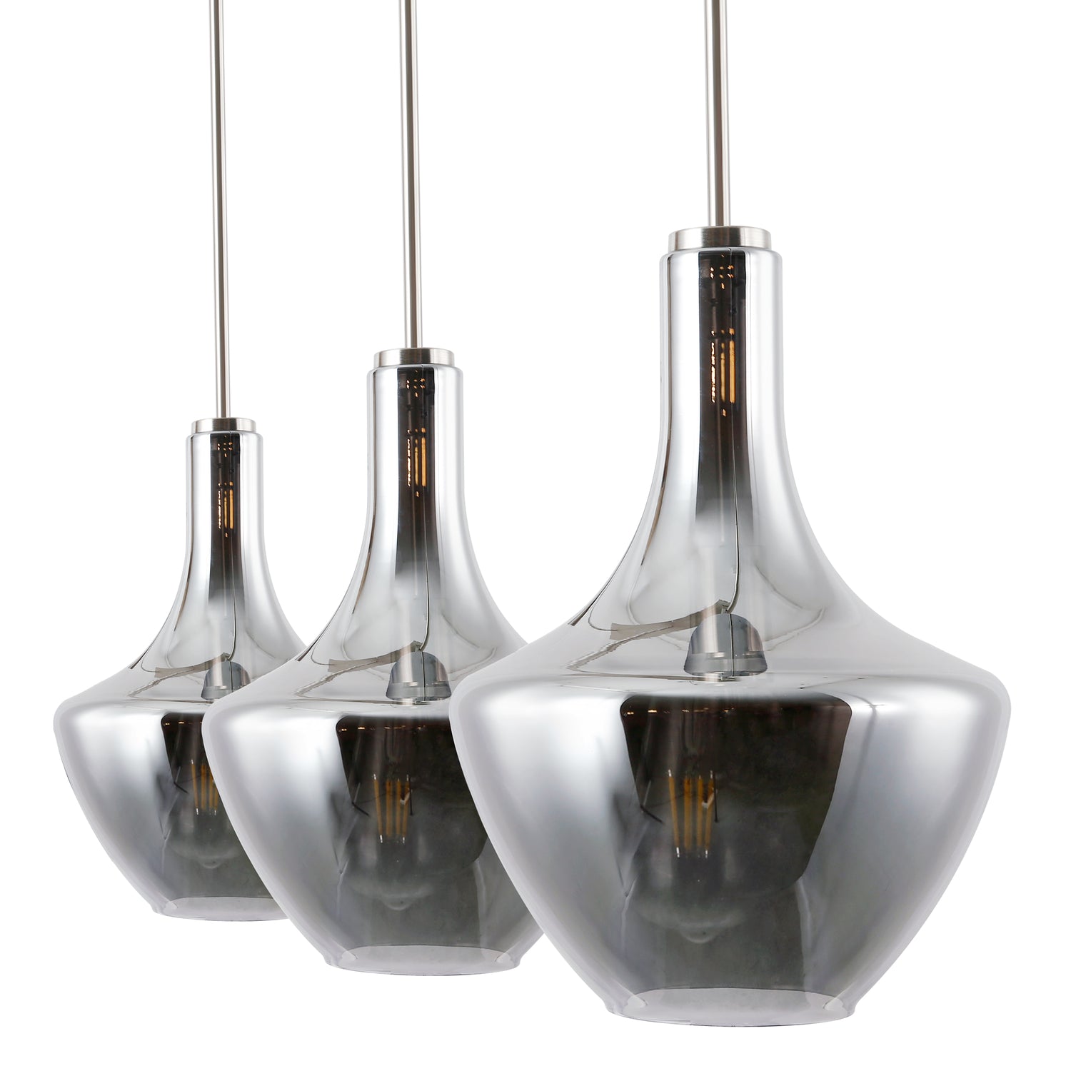 Modena 3-Light Island Light | Satin Nickel/Smokey 