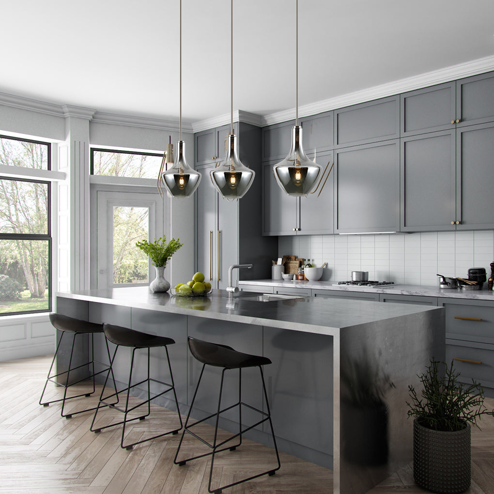 Modena 3-Light Island Light | Satin Nickel/Smokey