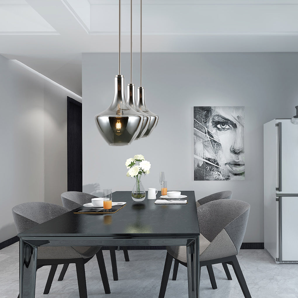Modena 3-Light Island Light | Satin Nickel/Smokey 