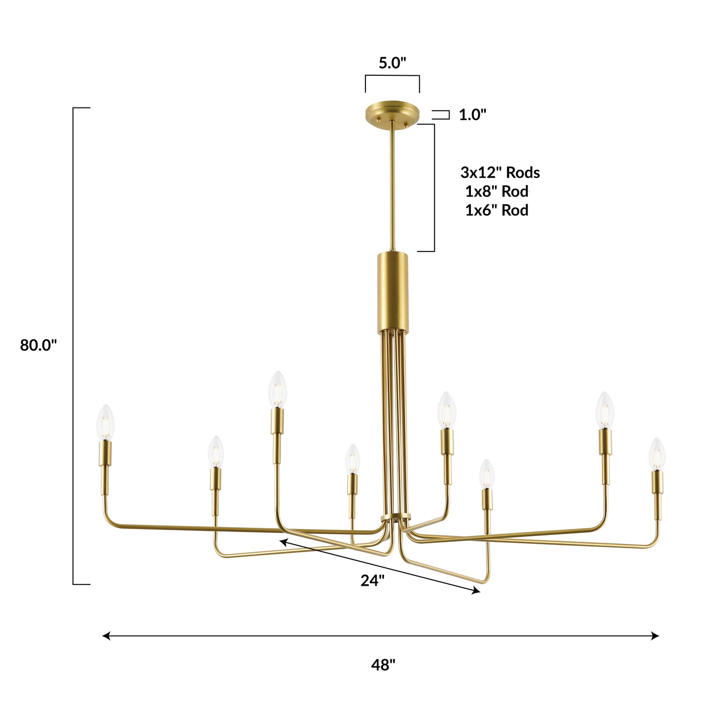 Bella 8-Light Chandelier | Brushed Brass