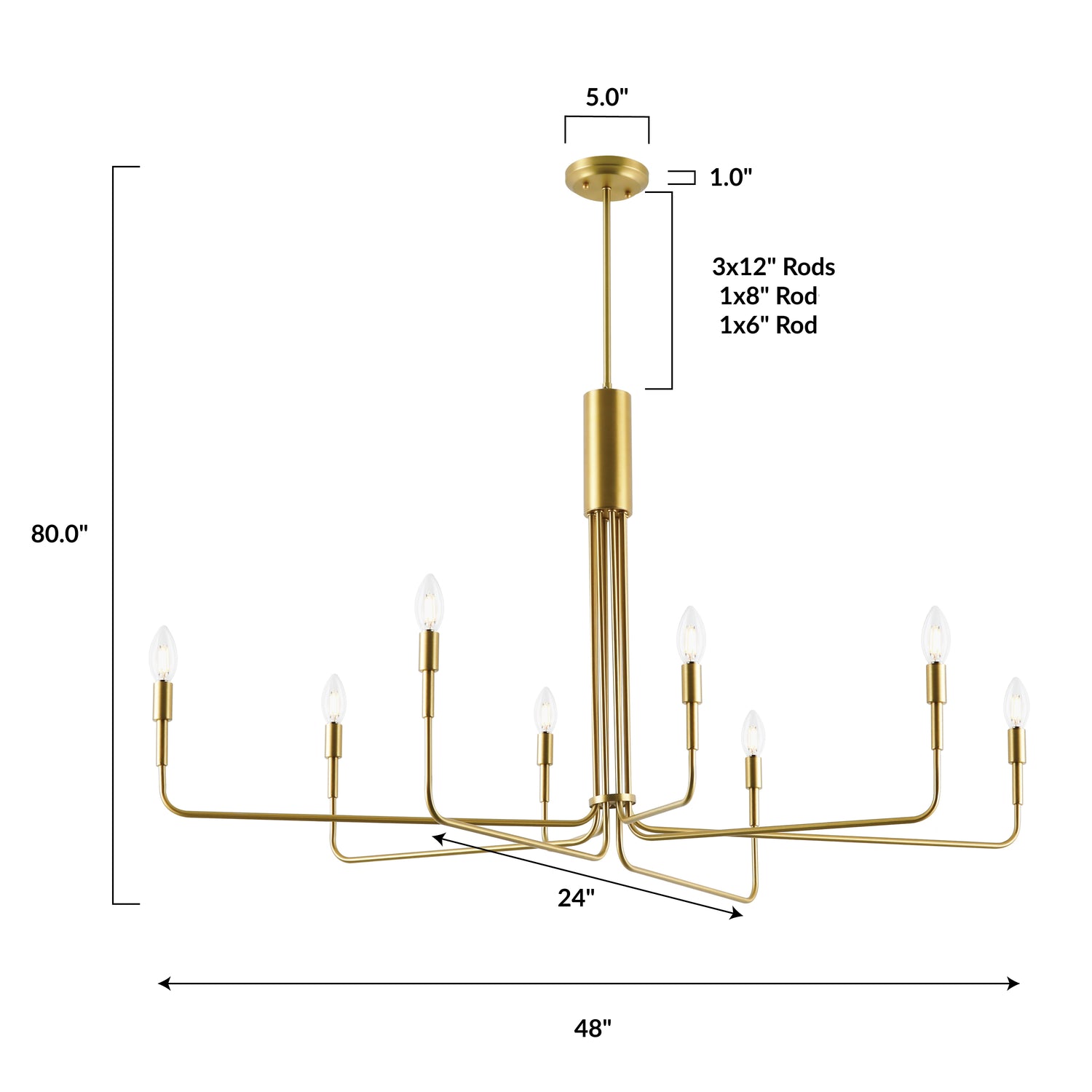 Bella 8-Light Chandelier | Brushed Brass 
