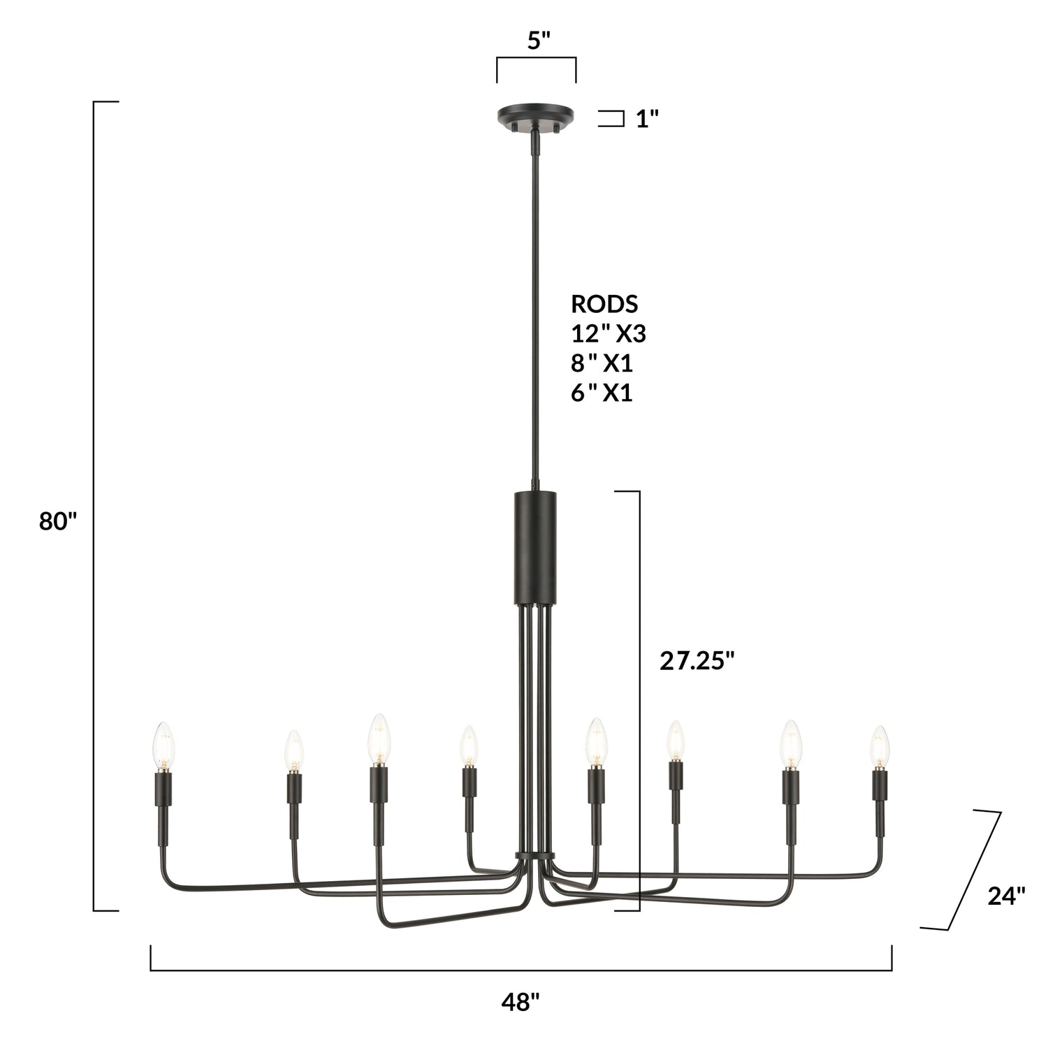 Bella 8-Light Chandelier | Black 