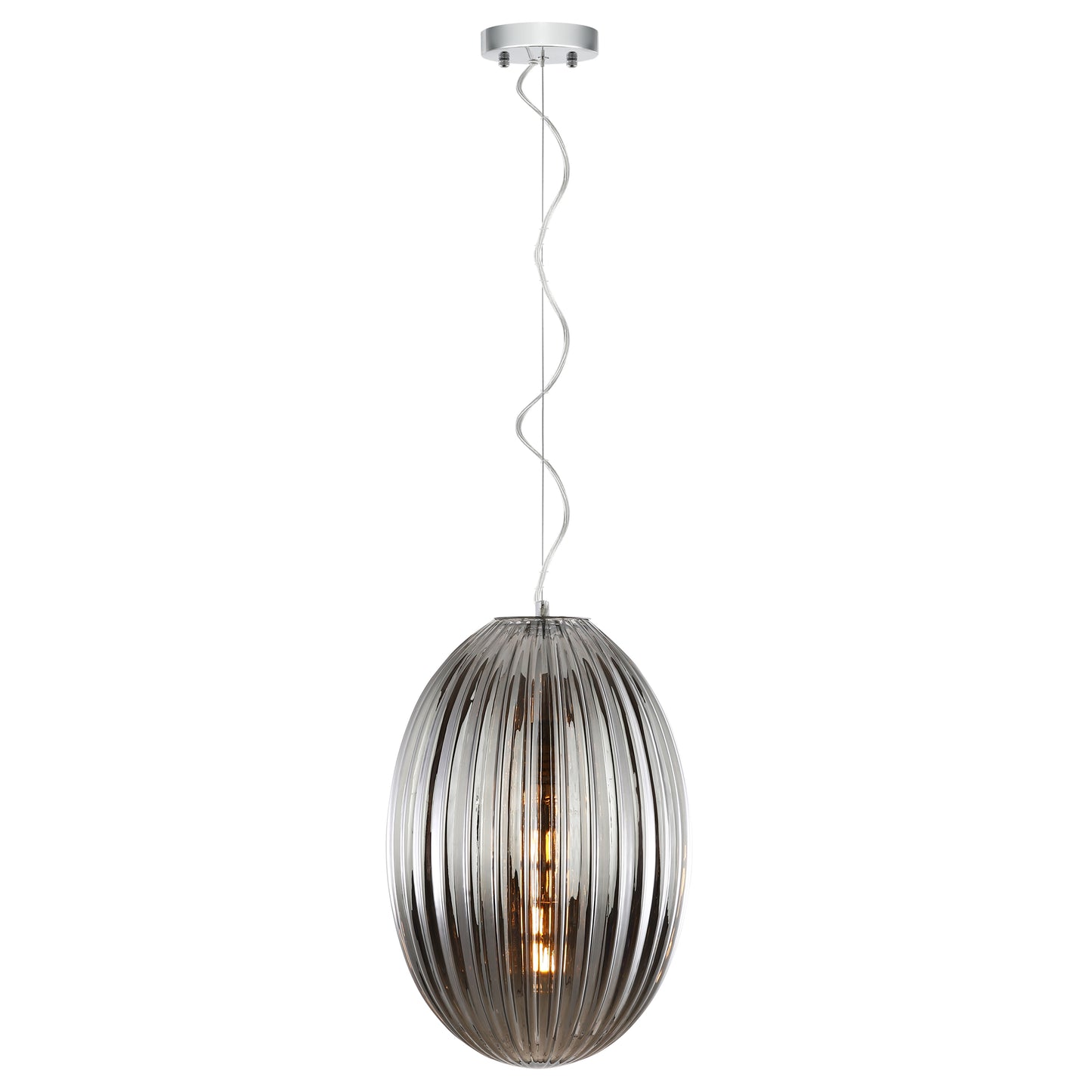 Opal 12" Glass Pendant Light | Chrome/Smokey