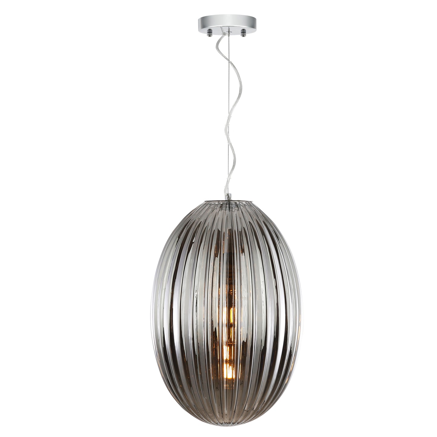 Opal 12" Glass Pendant Light | Chrome/Smokey