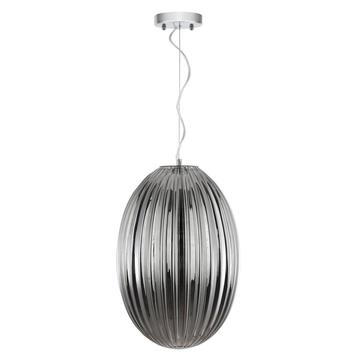 Opal 12" Glass Pendant Light | Chrome/Smokey