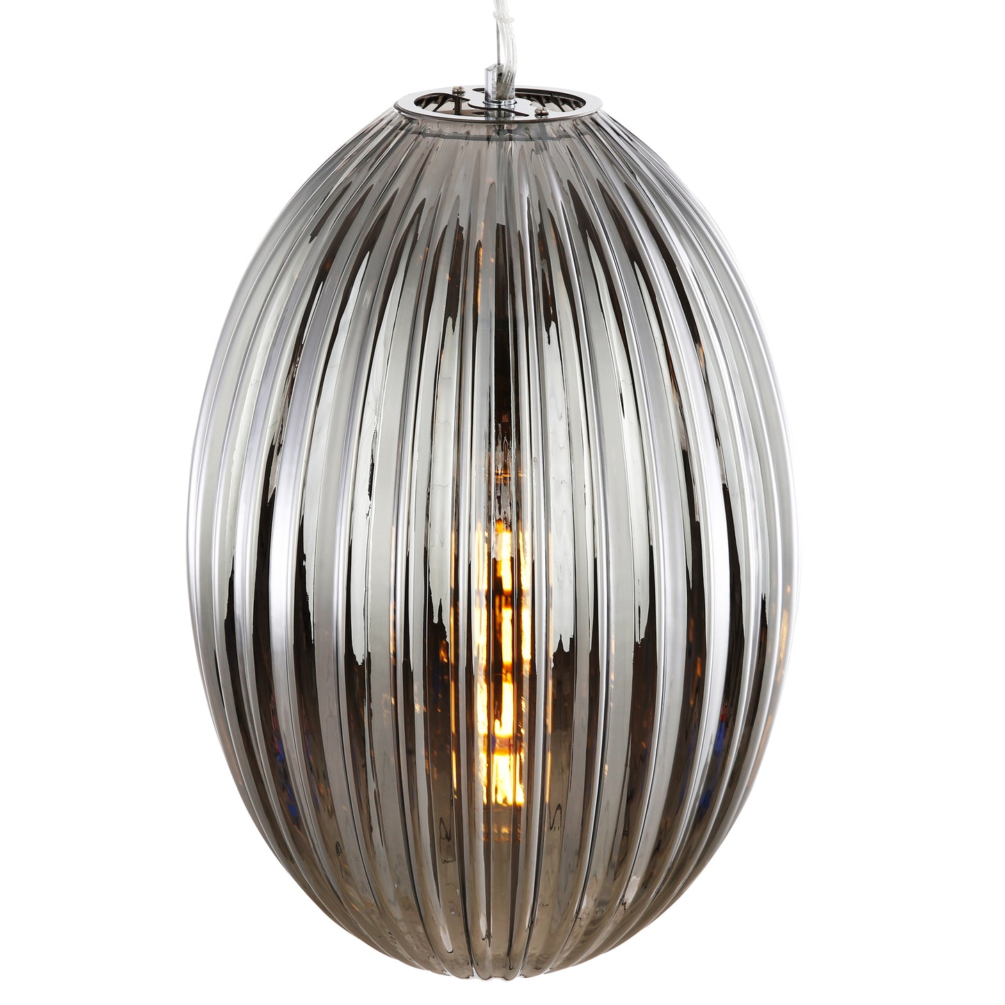 Opal 12" Glass Pendant Light | Chrome/Smokey