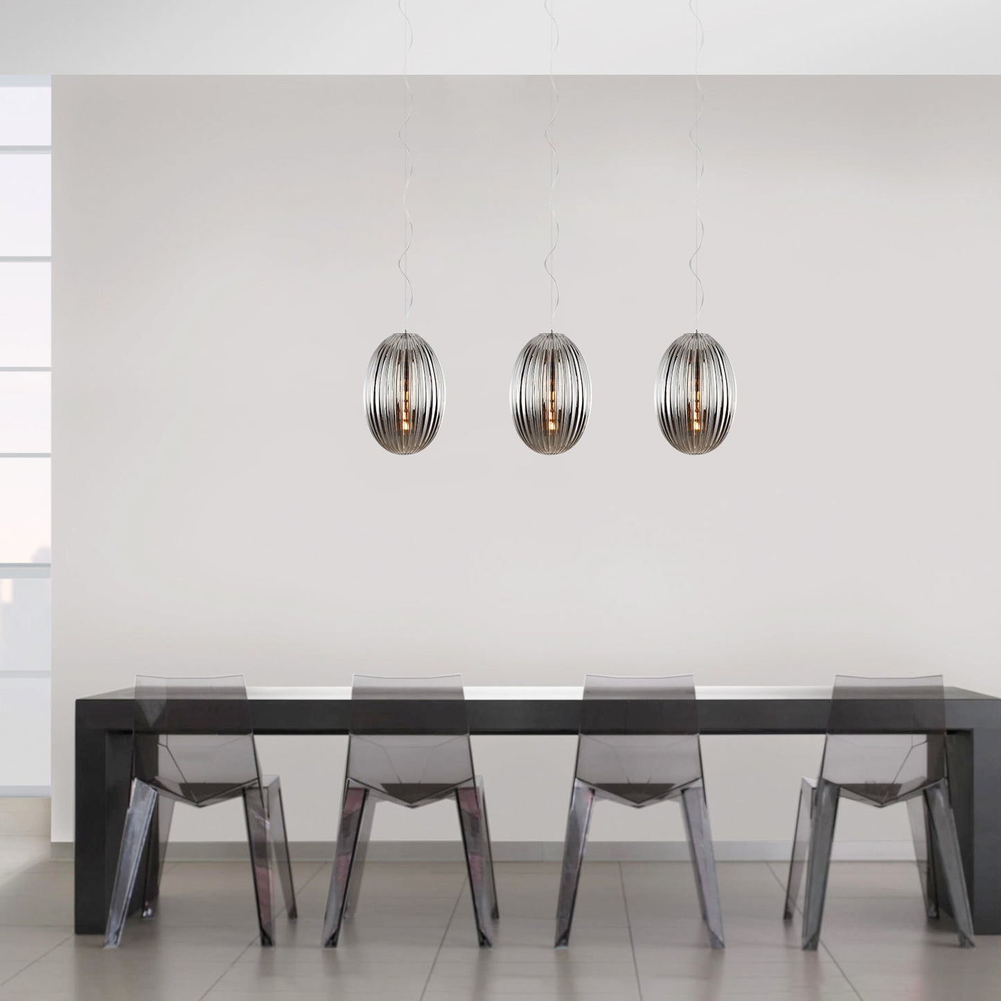 Opal 12" Glass Pendant Light | Chrome/Smokey
