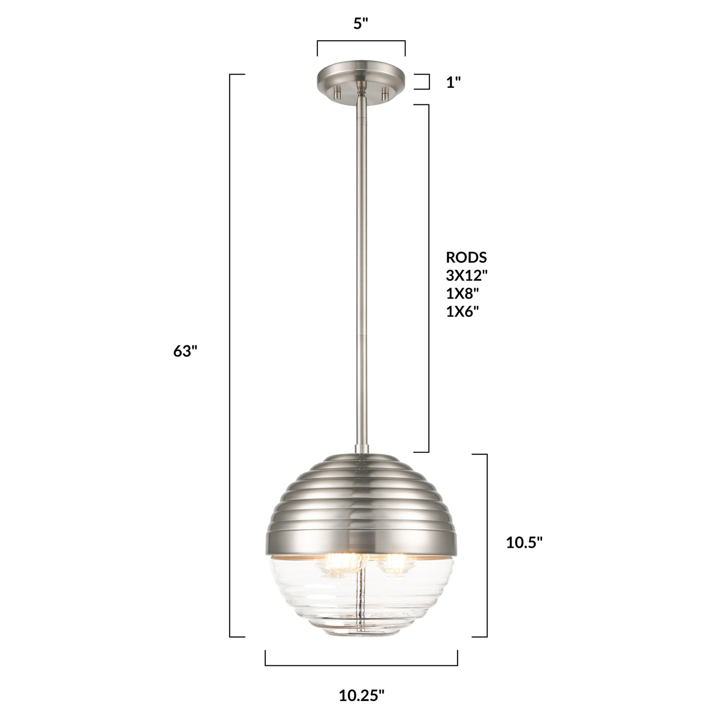 Bea Pendant Light | Satin Nickel/Clear
