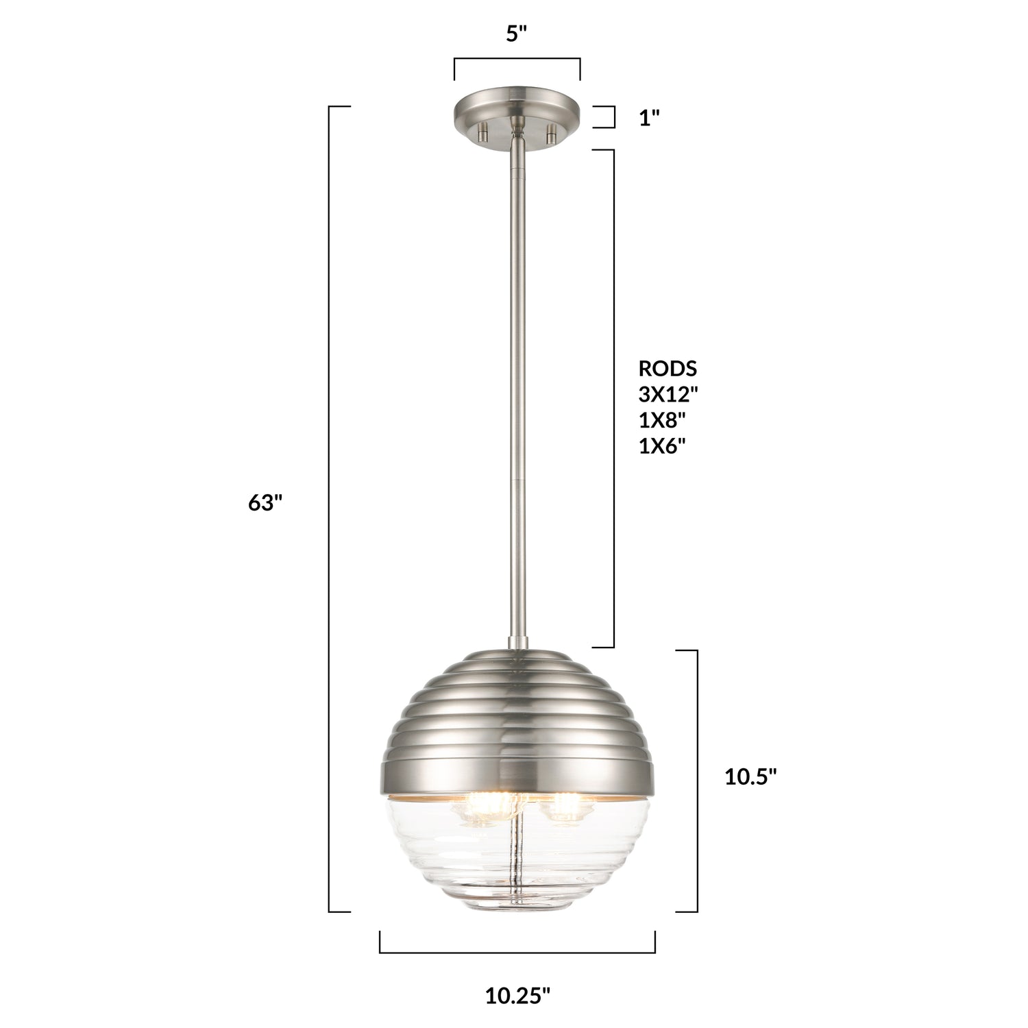 Bea Pendant Light | Satin Nickel/Clear 