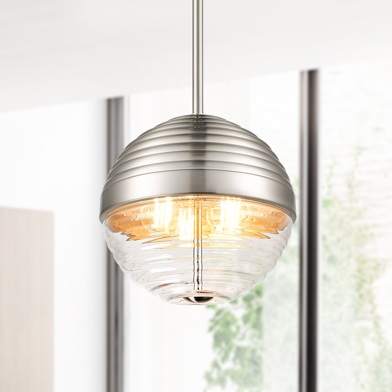 Bea Pendant Light | Satin Nickel/Clear lifestyle_image