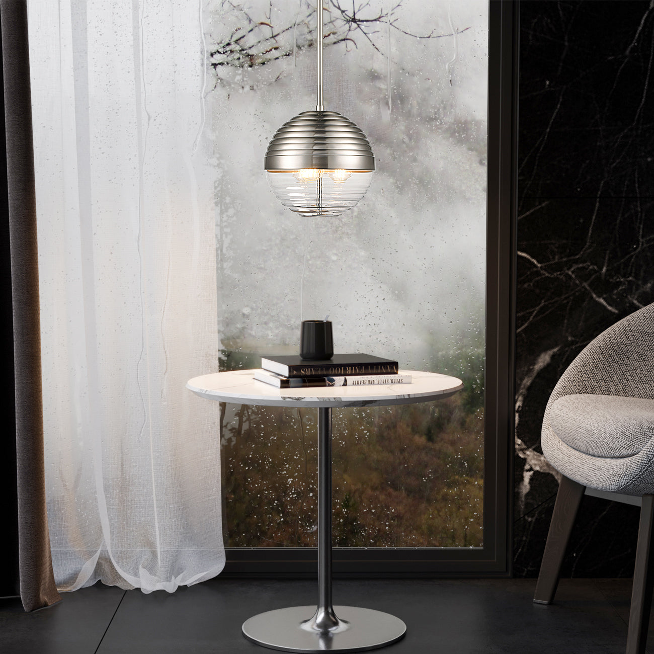 Bea Pendant Light | Satin Nickel/Clear 