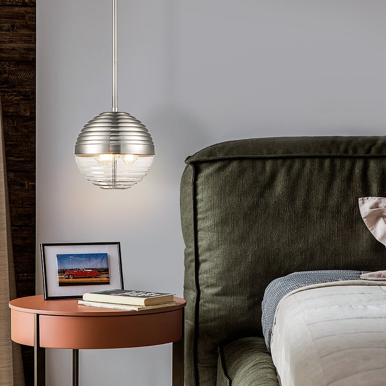 Bea Pendant Light | Satin Nickel/Clear 