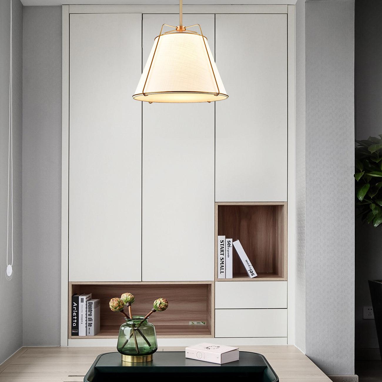 Lise 15" Chandelier | Antique Brass/White